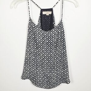 LOFT High-Low Navy Blue and White Lined Halter Top Sz Petite XS